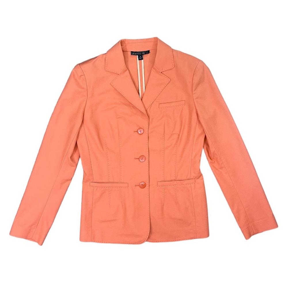 Lafayette 148 New York Coral Three-Button Blazer